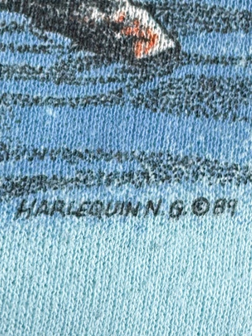 Vtg 1989 Harlequin Nature Graphics Wildlife Bear Moose Sweatshirt M Seafoam Aqua - Picture 8 of 13
